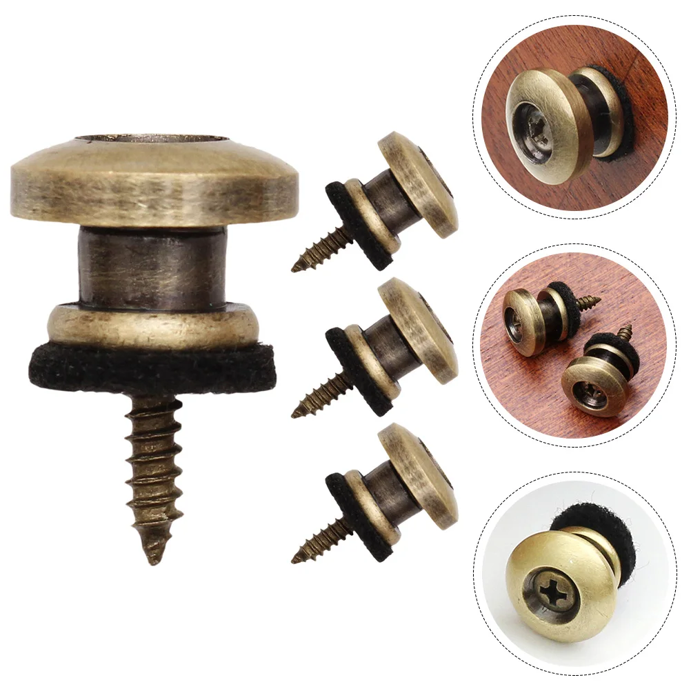 

4 Pcs Guitar Strap Button Locks Tail Nail Buckle Metal Buttons Felt Electric Bass