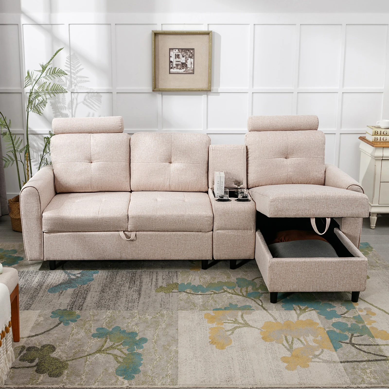 HORGAEO Reversible Sectional Sofa Couch, L Shaped Sofa with Storage Chaise