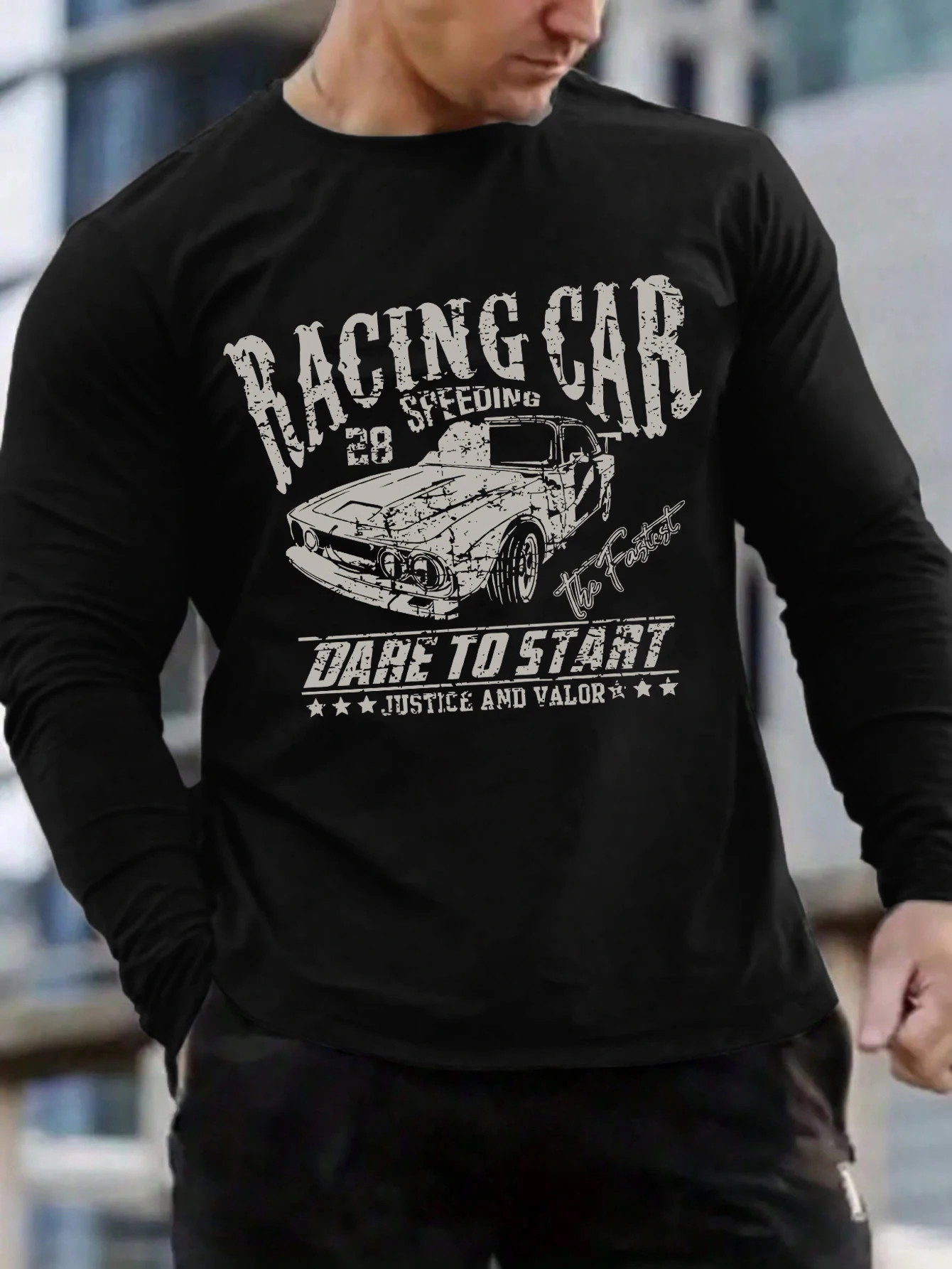 

Trendy New Racing Car Letter Printing Long Sleeve T-shirt Casual Comfortable Fashion Versatile Men's Tops Street Y2k Man Clothes