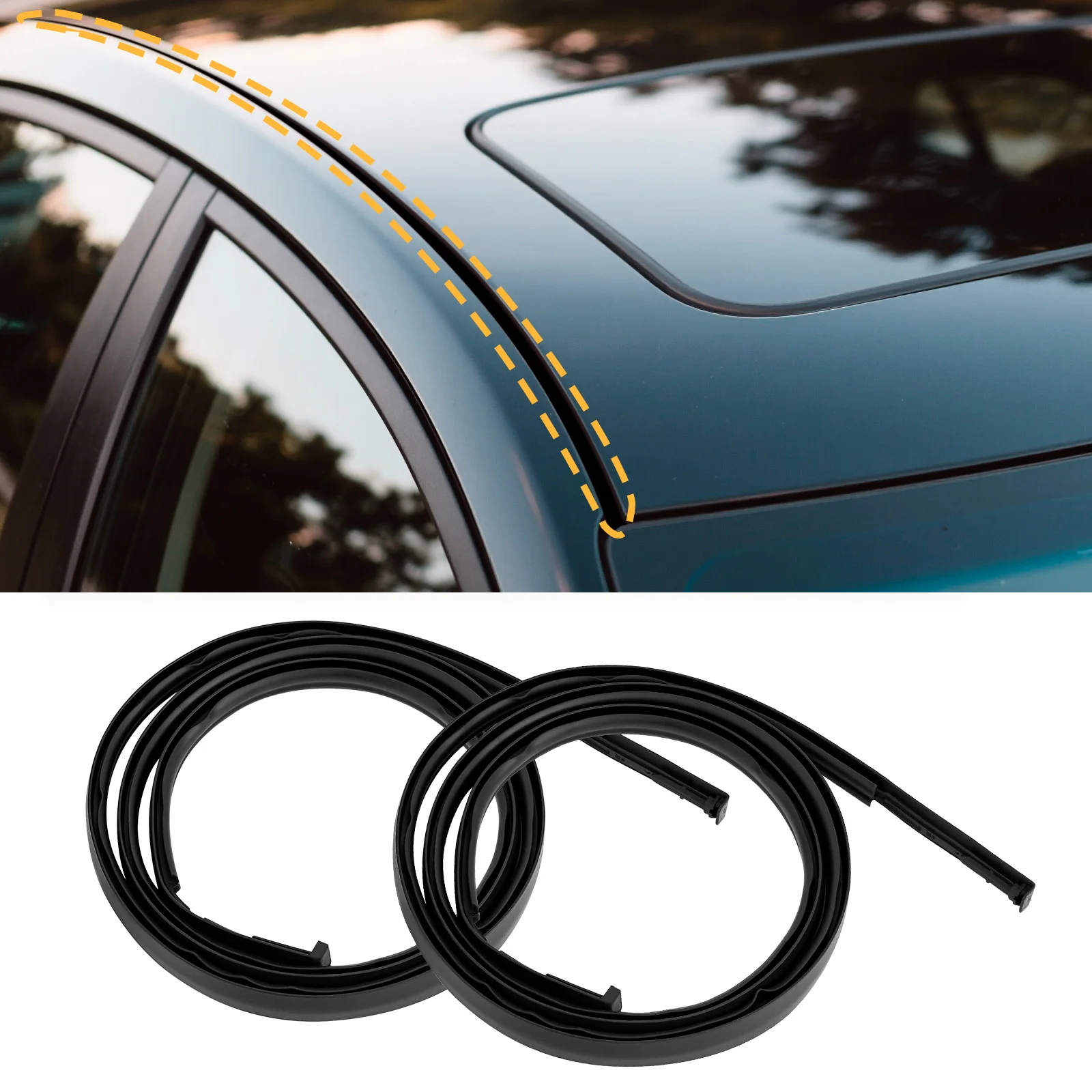 

2pcs Roof Drip Moulding Side Finish Seal Strip Black Rubber for Toyota Corolla 2014 2015 2016 2017 75556-02260 75555-02270