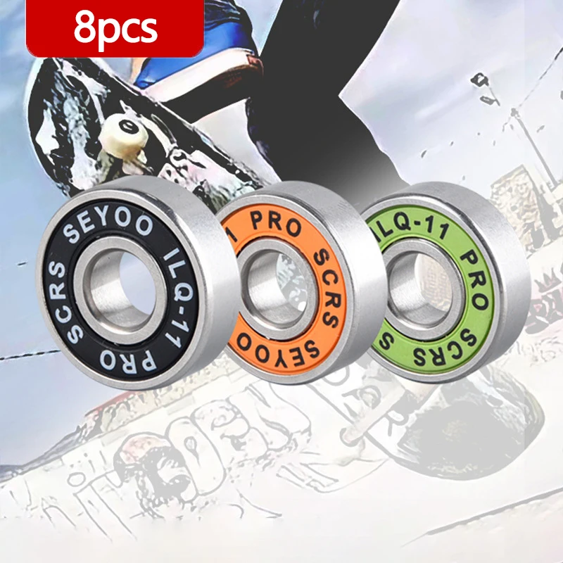 

8 шт. подшипников ILQ-11 высокоскоростные, подходят для скейтбордов, лонгбордов, роликовых коньков и ледовых коньков, с низким уровнем шума.