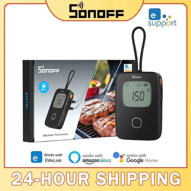 SONOFF BMT01 Smart BBQ Meat Thermometer Wireless Grill Thermometer with App Alerts Real-Time Temperature Chart & Cooking Timer