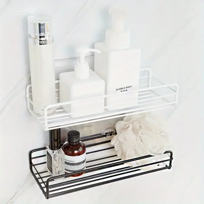 

Bathroom Shelf No Drill Wall Mounted Shampoo Bottle Shower Rack Toilet Storage Rack Aluminum Bathroom Kitchen Accessories
