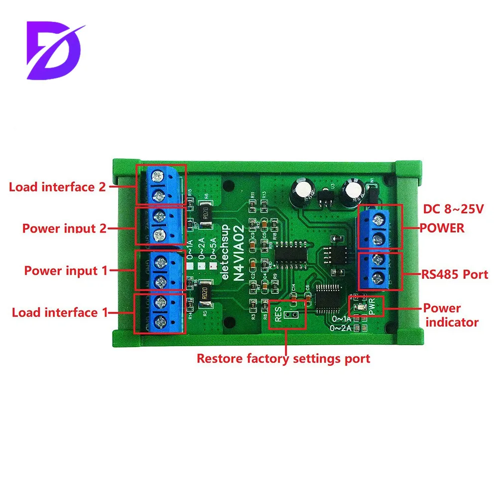 3 in 1 RS485 Modbus RTU Current & Voltage Meters Board 0-30V Voltage Signal Measurement 5A Current Collection Module