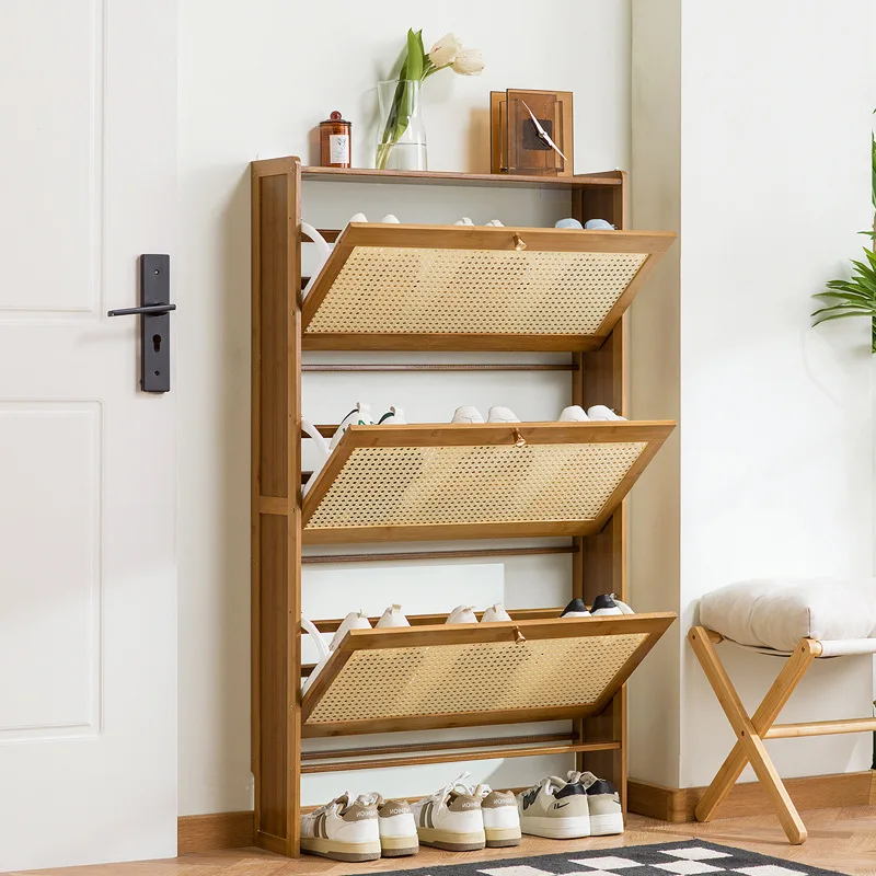 Ultra-thin shoe cabinet, tipping bucket at the door of the home, shoe rack, large-capacity entry door, simple storage