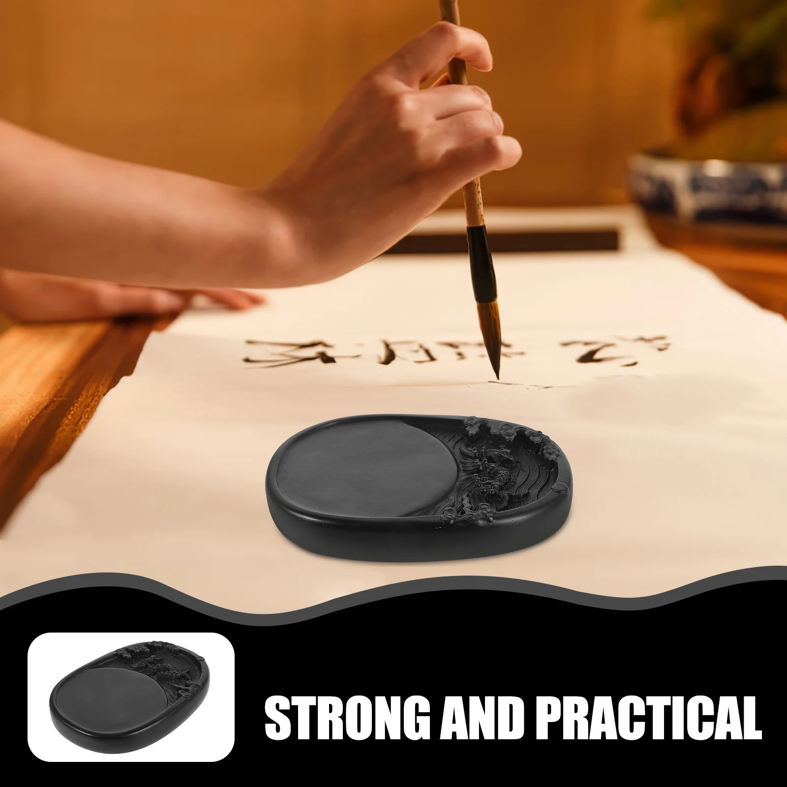 

Delicate Chinese Inkslab Stone Calligraphy Inkstone Smooth Round Edges No Burrs Safe Durable Grinding Storing Ink Stone