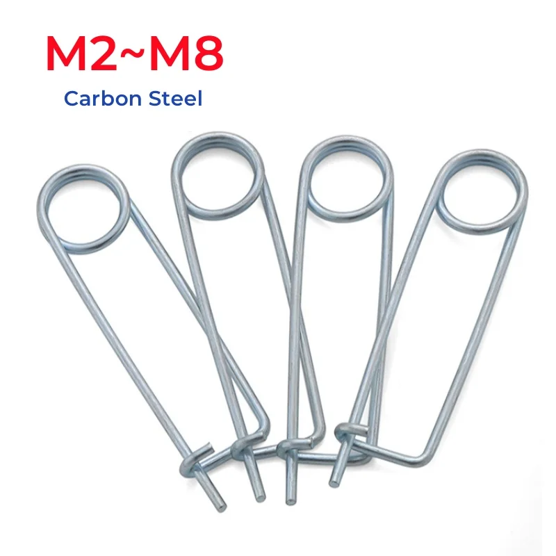 M2~m8 Carbon Steel Brooch Shape Cotter Safety Pins Spring Pin Quick Lock Brooch Locking Fastener For Farm Lawn Garden Hitch