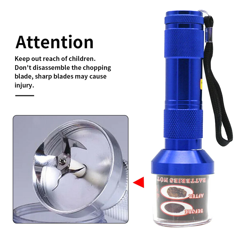 Aluminium Grinder Portable Electric Torch Shape Battery Operated Crusher Shredding Mill Grinding Tool Accessories Gold