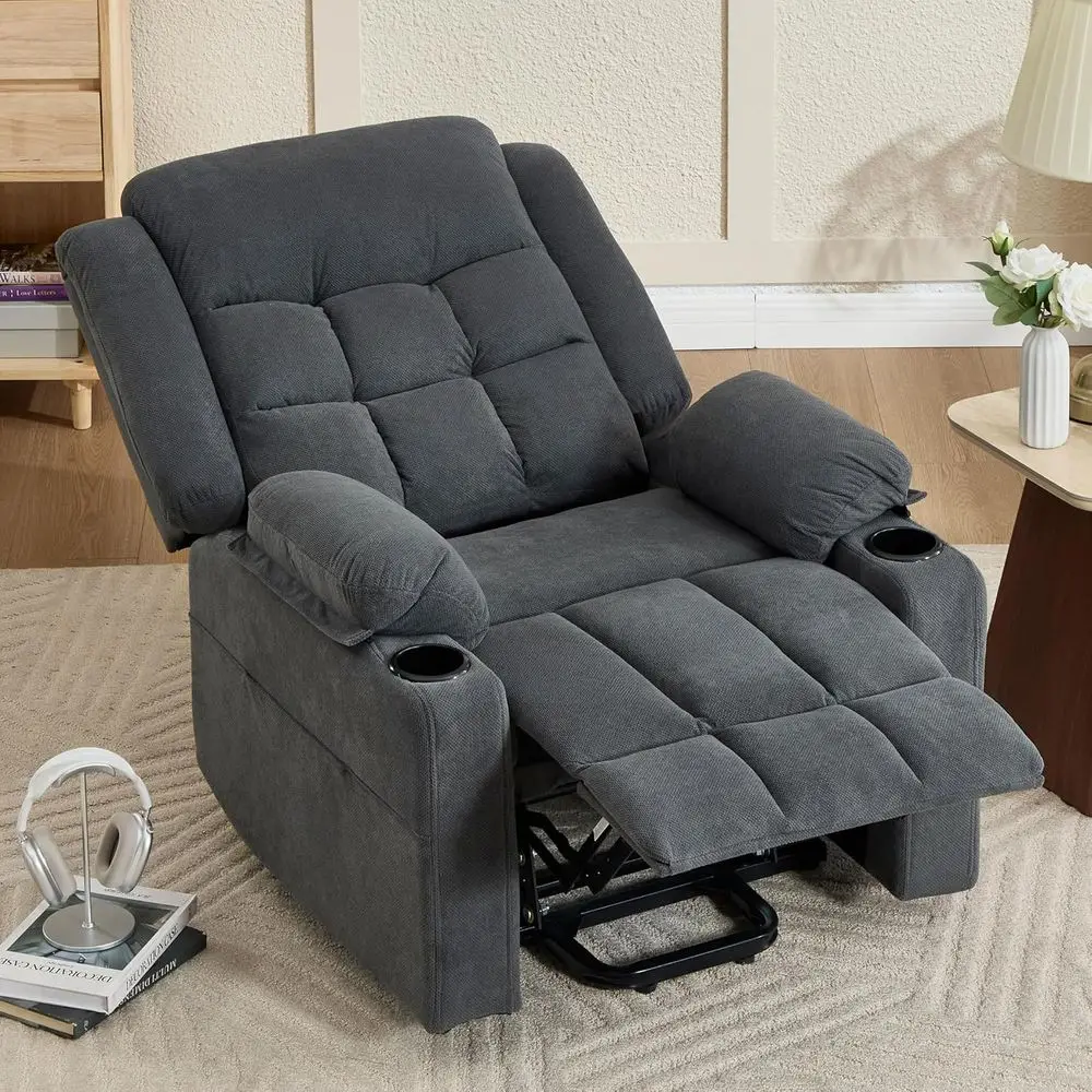 Lit Chair Recliners for Elderly with Heat and Massage, Recliner Chairs for Adults, Upgraded Fabric Recliner with USB & Type-C Ch
