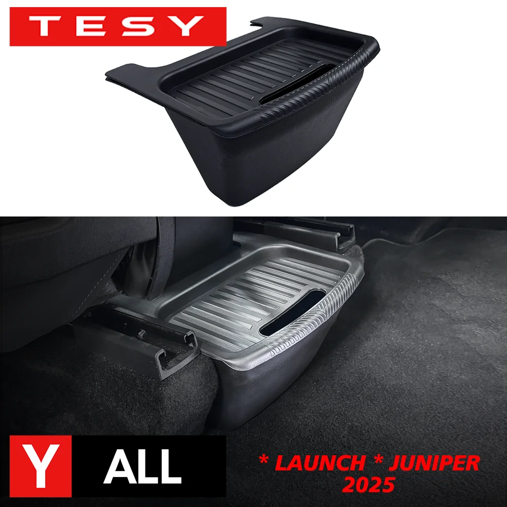 Tesla New Model Y 2025-2020 용 뒷좌석 보관함 Juniper Organizer Bins 뒷좌석 쓰레기통 쓰레기 봉투 트레이 출시