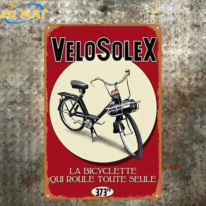2D Flat 1pc VéloSolex: The Bicycle That Rolls All by Itself, Metal Sign, Decorative Paintings/Room/Restaurant/Bar/Door/Garage