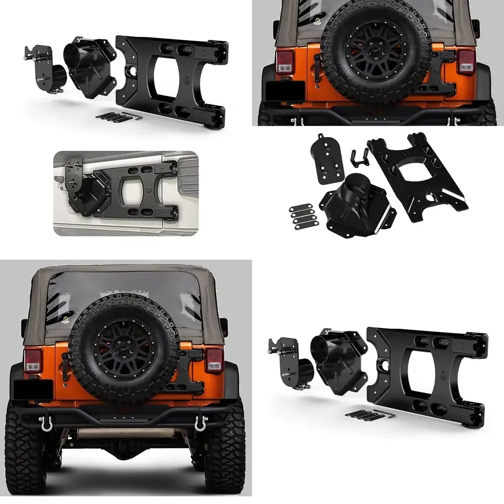 

Hot Sale Rear Aluminum Alloy Car Accessories Spare Tire Bracket HD Hinged Carrier Adjustable Mount for Wrangler JK 2007+