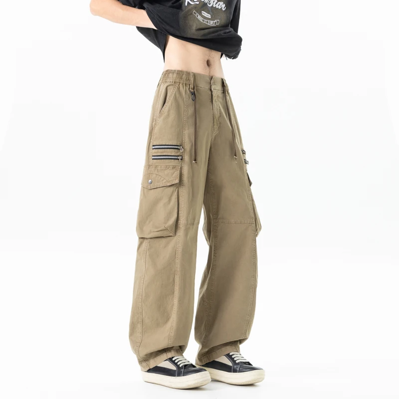 Heavy-duty water-washed work pants, knife-shaped  casual pants, long pants, summer lightweight stretch Austeri dye pants
