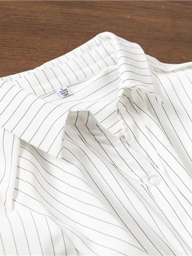 

Women's Loose Fit Stripe Pattern Chiffon irt Draped Ele Profional Sle Vertical Stripes Korean Light Maturi Design