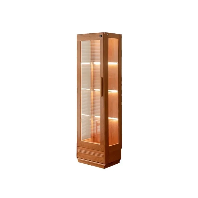 Single door transparent glass dust-proof figure display cabinet Nordic solid wood