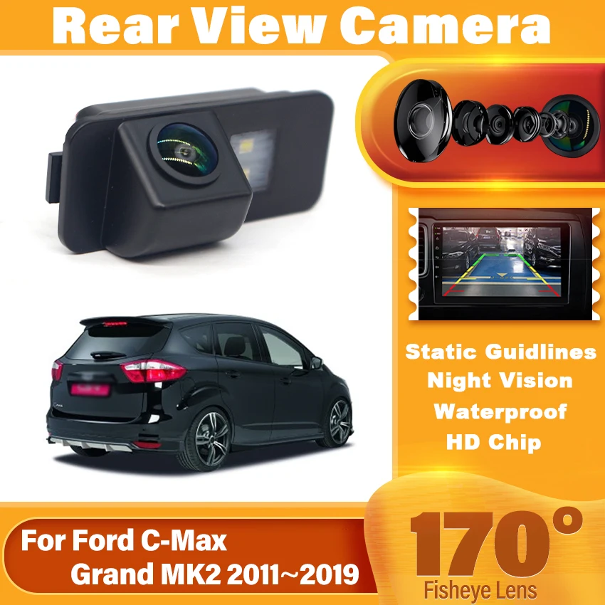 HD-Nachtsicht 1080P 170 °   Fisheye Objektiv Auto Rückfahrkamera Für Ford C-Max Grand C-Max MK2 2011 ~ 2016 2017 2018 2019