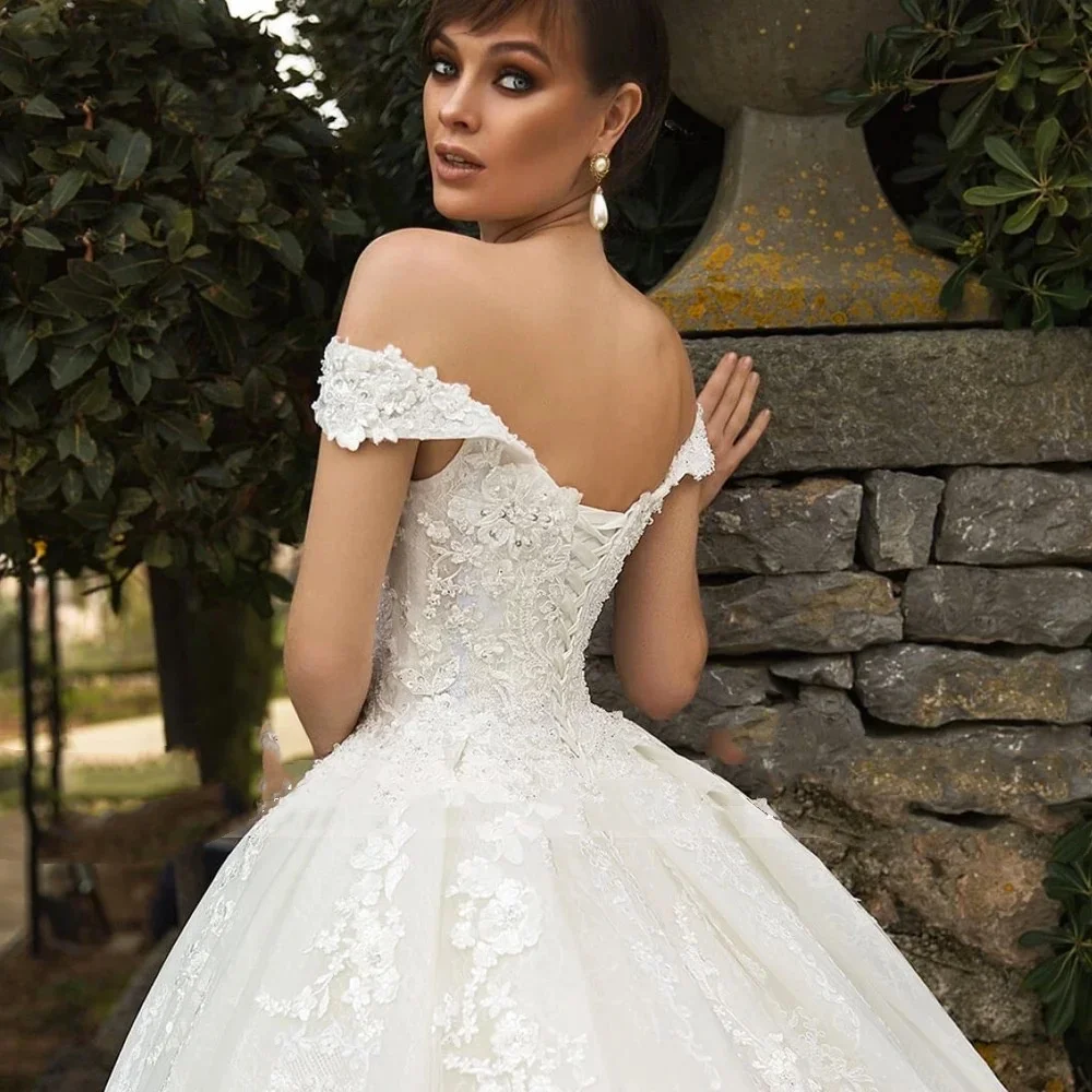 Flavinke Abiti da sposa vintage personalizzati con scollo a cuore e spalle scoperte Vestido De Novia con applicazioni in pizzo Robe De Mariee