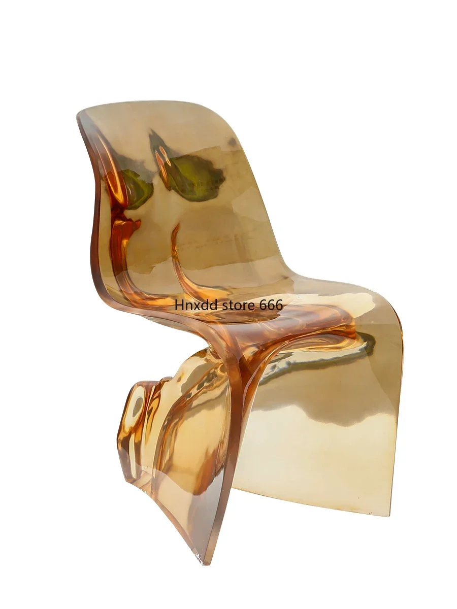 

Nordic living room dining chair household transparent resin acrylic crystal backrest