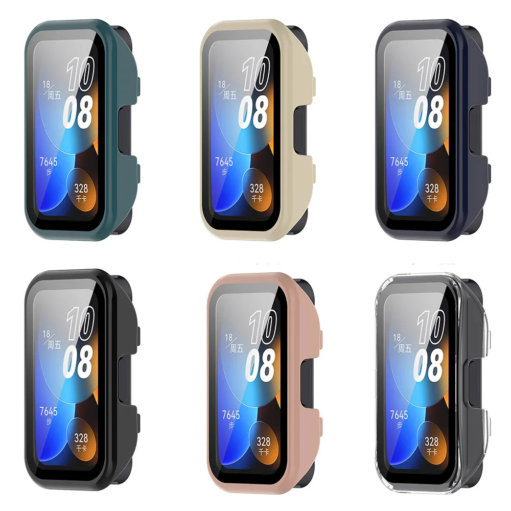 PC+Tempered Glass Protective Case For Huawei Band 10/9/8 NFC Full Screen Protector Shell Bumper Cover