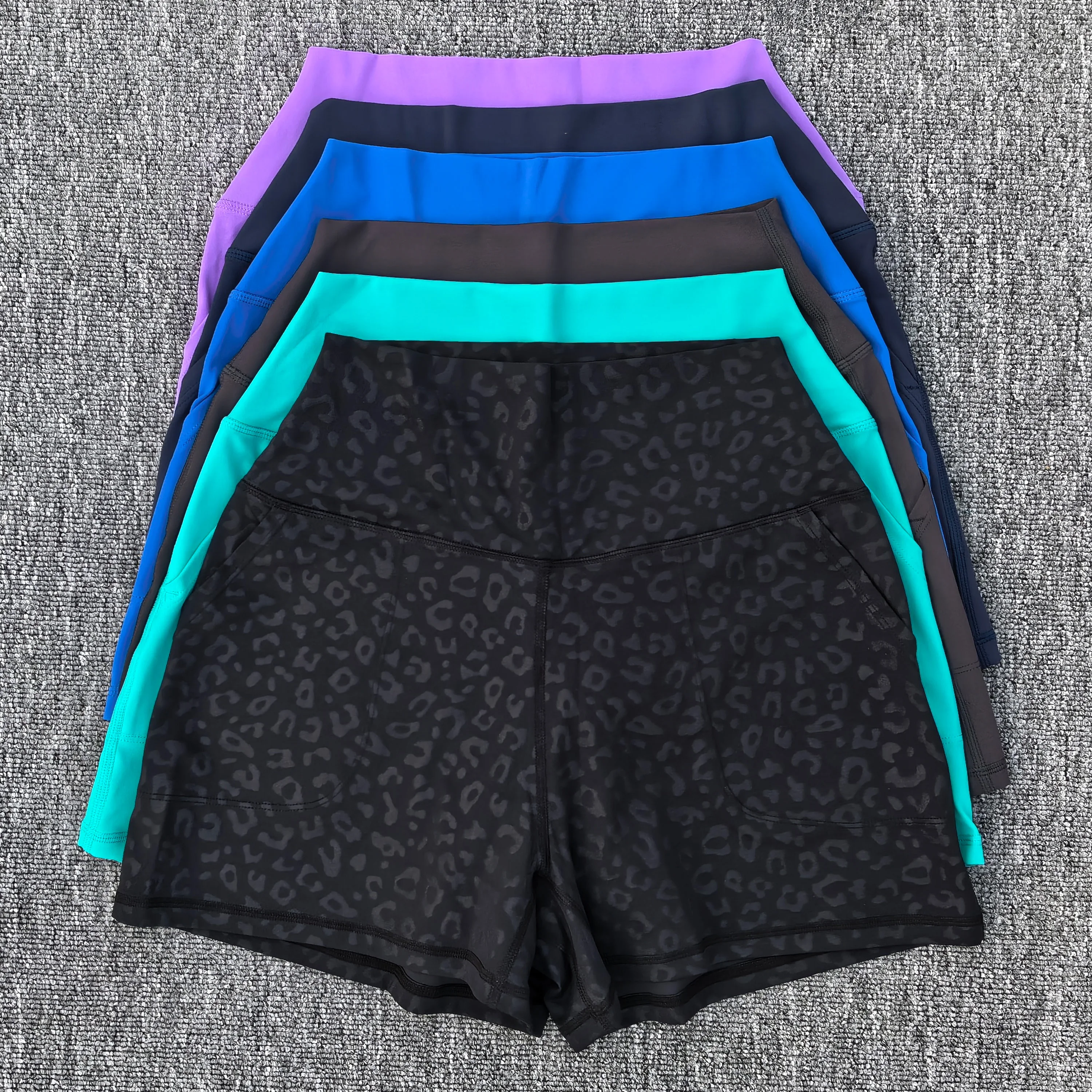 Solid Color Women\'s Sports Yoga Shorts Women\'s Casual Sports Shorts Hip Lifting Fitness Shorts, High Waisted Pocket Shorts