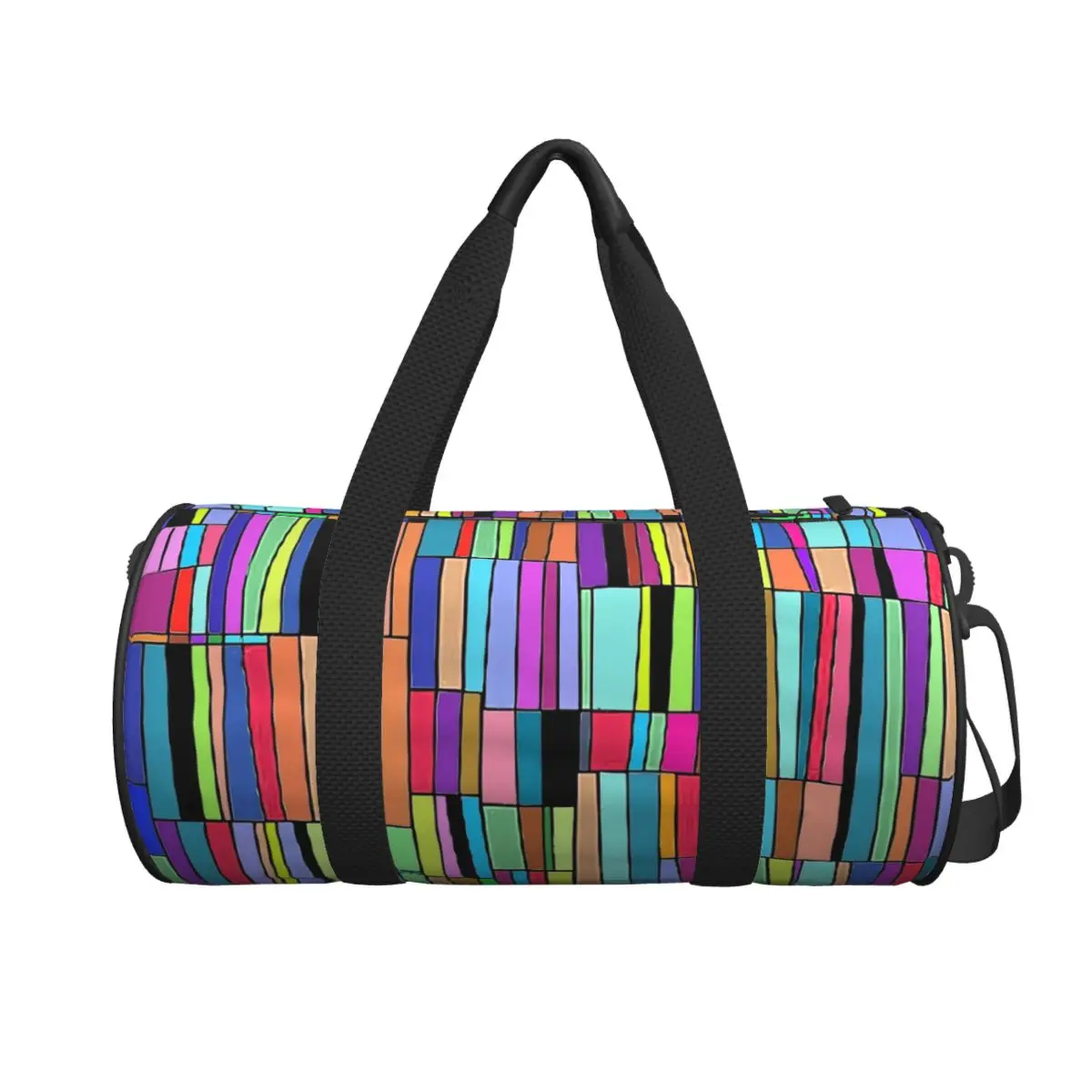 Colorblock Sports Bags Abstract bookshelf Training Gym Bag Large Colorful Handbags Male Female Pattern Weekend Fitness Bag