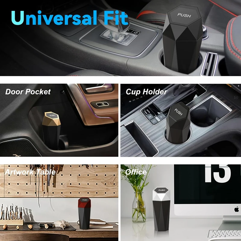 Portable Car Dustbin with Lid Car Trash Can for Automotive Car Home Bedroom Office Leak-proof Auto Trash Bin Mini Garbage Bin