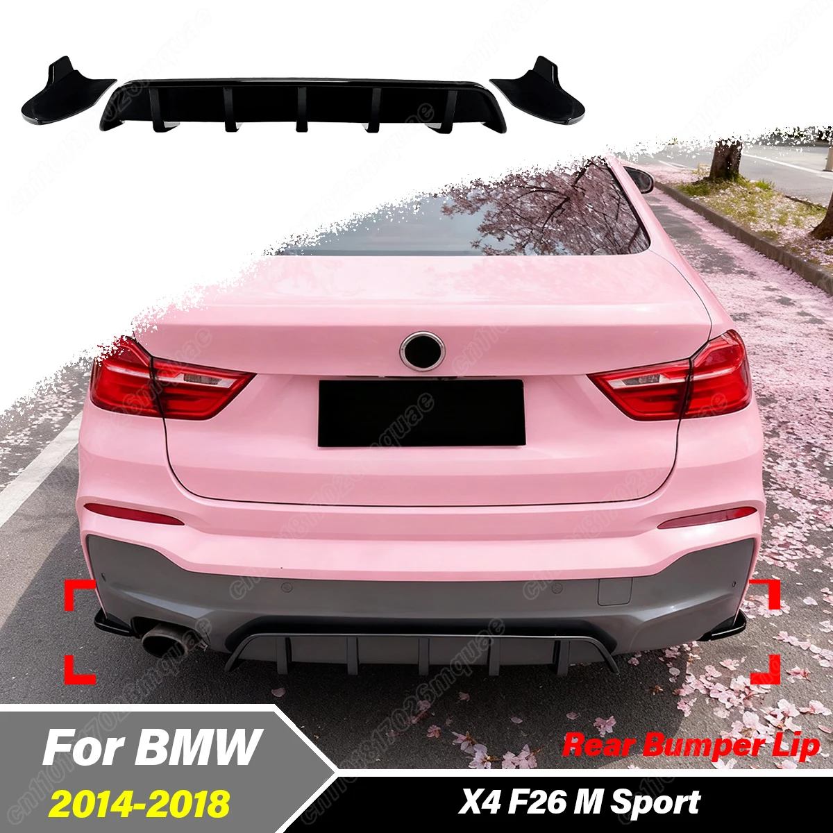

For BMW X4 F26 2014 2015 2016 2017 2018 M Sport Automobile Rear Bumper Spoiler Lip Diffuser Modification Decoration Body Kit