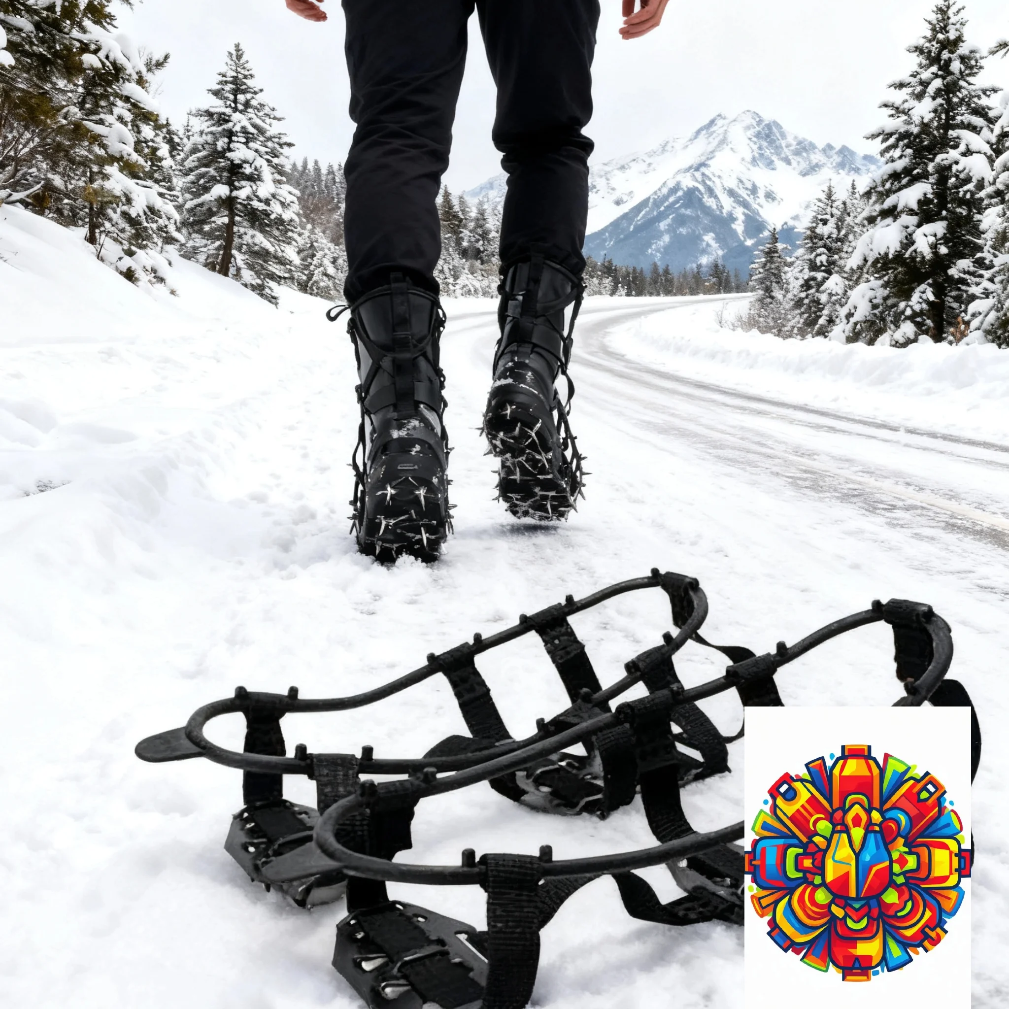 M L Shoes Cover 24 Teeth Anti-Slip Ice Grips Gripper Shoes Boot Hiking Ice Climbing Shoe Spikes Climbing Chain