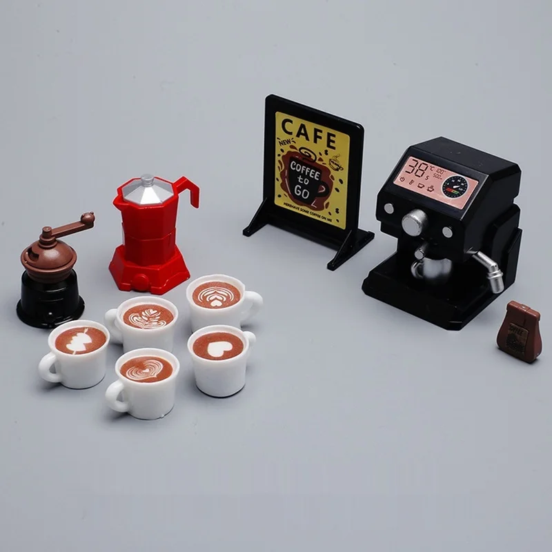 ماكينة صنع القهوة المحاكاة ذات المشهد المصغر نموذج الأجهزة الصغيرة مع كوب القهوة الديكور الحرفية مثالية لديكور حديقة المنزل #6