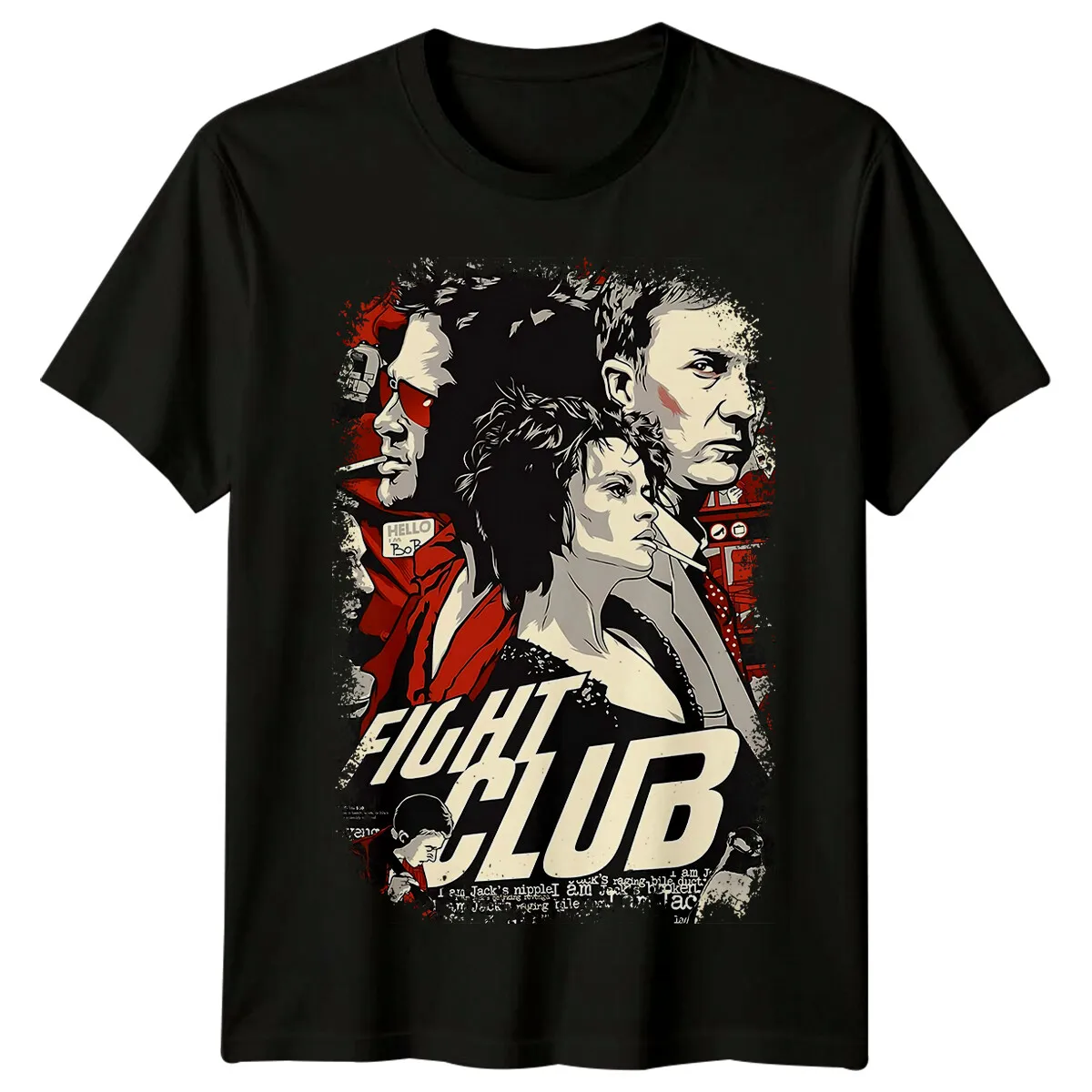 تي شيرت Fight Club (1999) مستوحى من ملصق الفيلم ريترو كلاسيكي 90s تي شيرت للجنسين