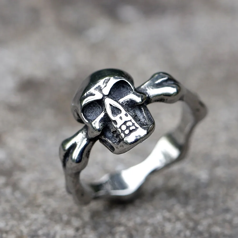 2022 NEW Men's 316L stainless steel rings Vintage Vintage Crossbones Pirate Skull ring Aegishjalmur Jewelry Gifts free shipping