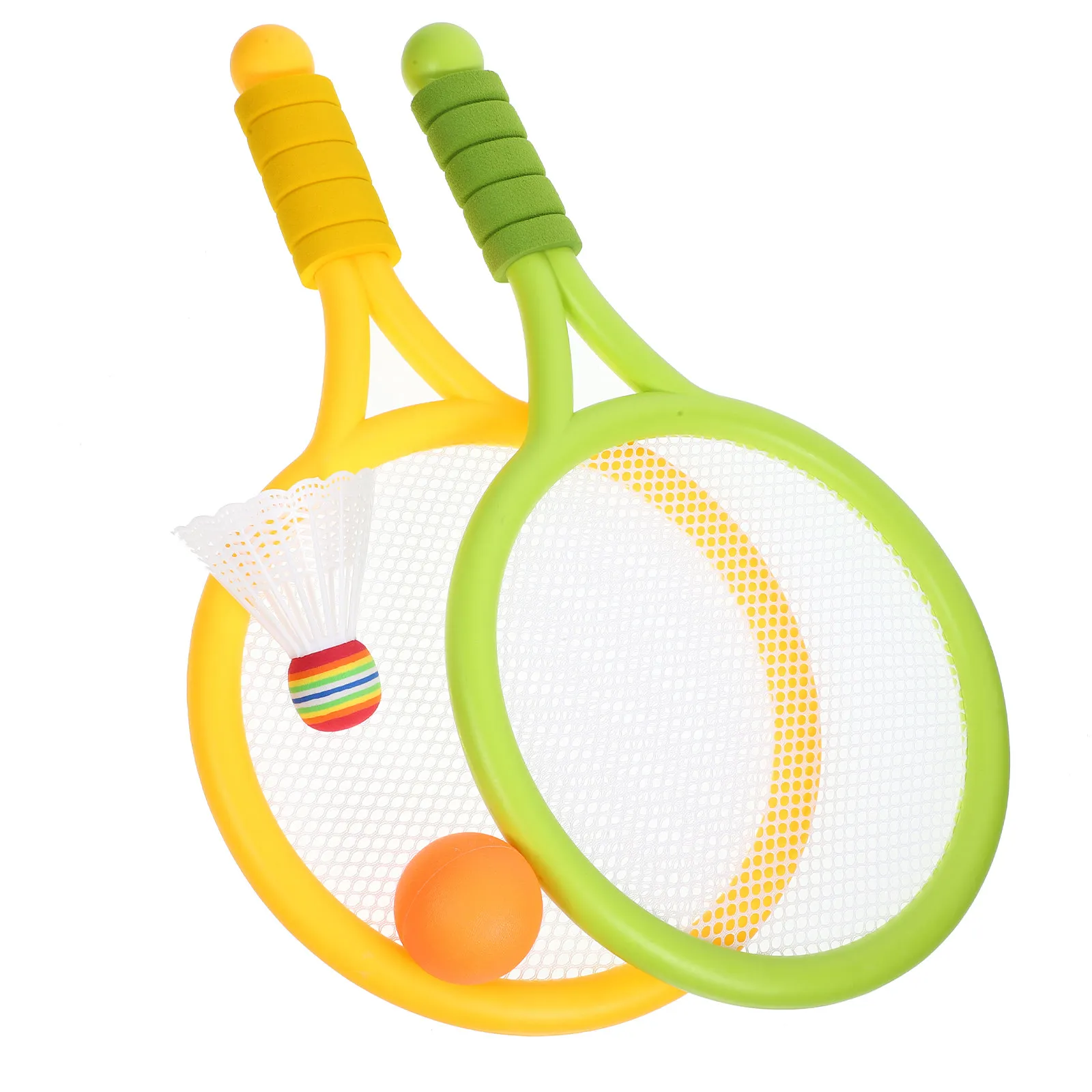 

1Pair Kids Tennis Racket Kit Plastic Lightweight Handle Oval Surface Outdoor Sports Ball Game Tennis Racket Ball Game Toy
