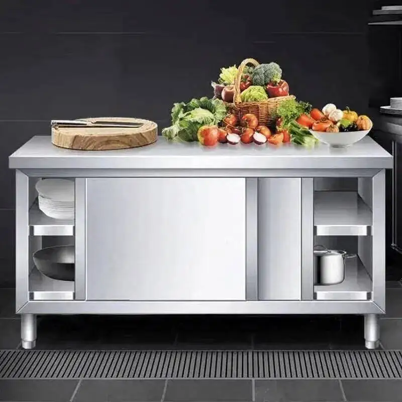 Steel Kitchen Storage Kitchen Cabinets Stainless Multi-functional Worktop Sliding Door Cupboard Kitchen Cabinet for Restaurant Y