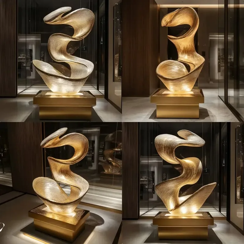 Modern Stainless Steel Abstract Sculpture Luxury Metal Art Installation for Hotel Lobby Exhibition Hall Decorative