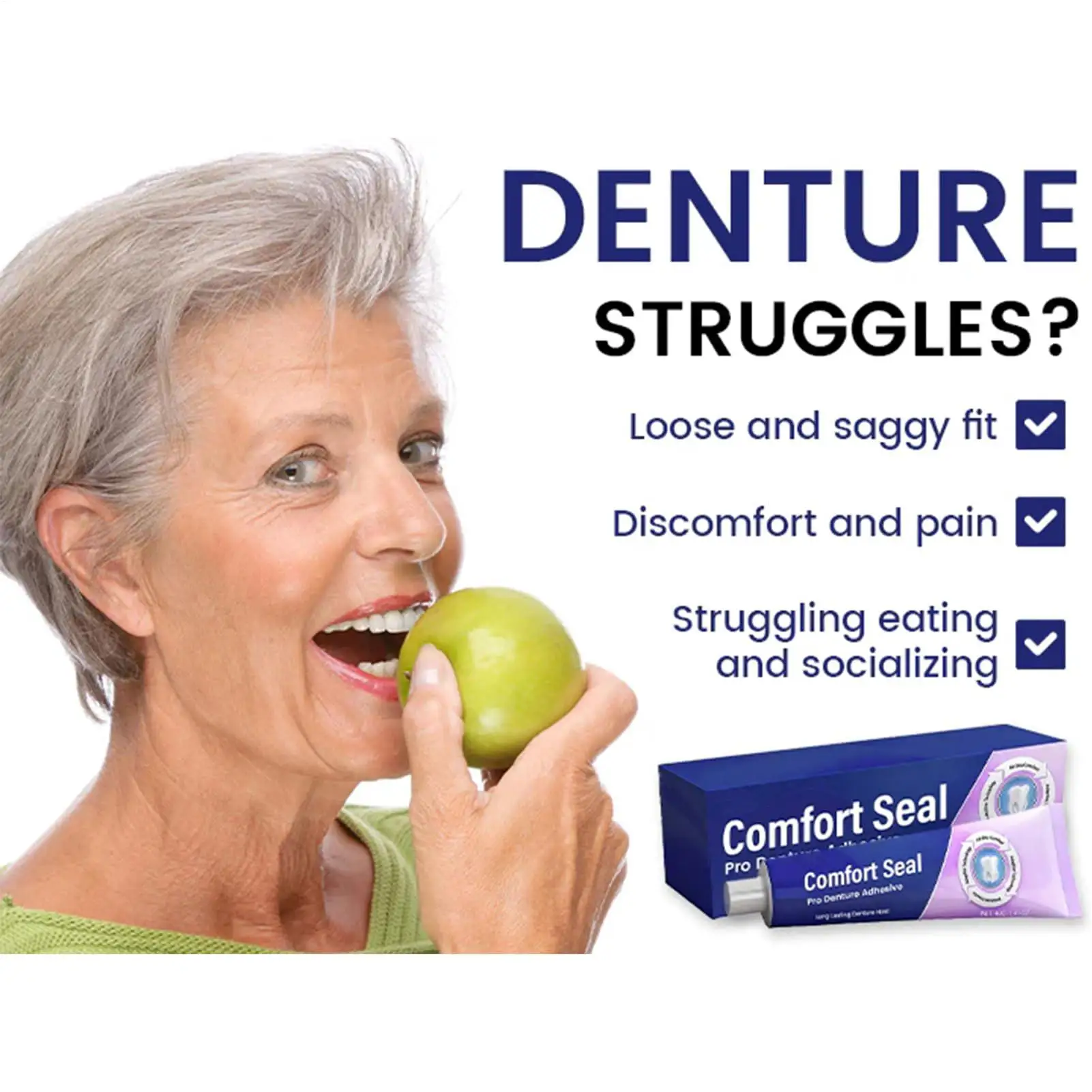 40g Professional Denture Cream Glue For Dentures Long-Lasting Stability Comfort Security Teeth Adhesive For Home Travel Braces image 6