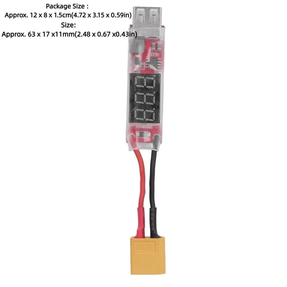 XT60 Plug Connector USB Charging Converter Voltage Protection LCD Display Battery Charging Adapter USB 5V Output
