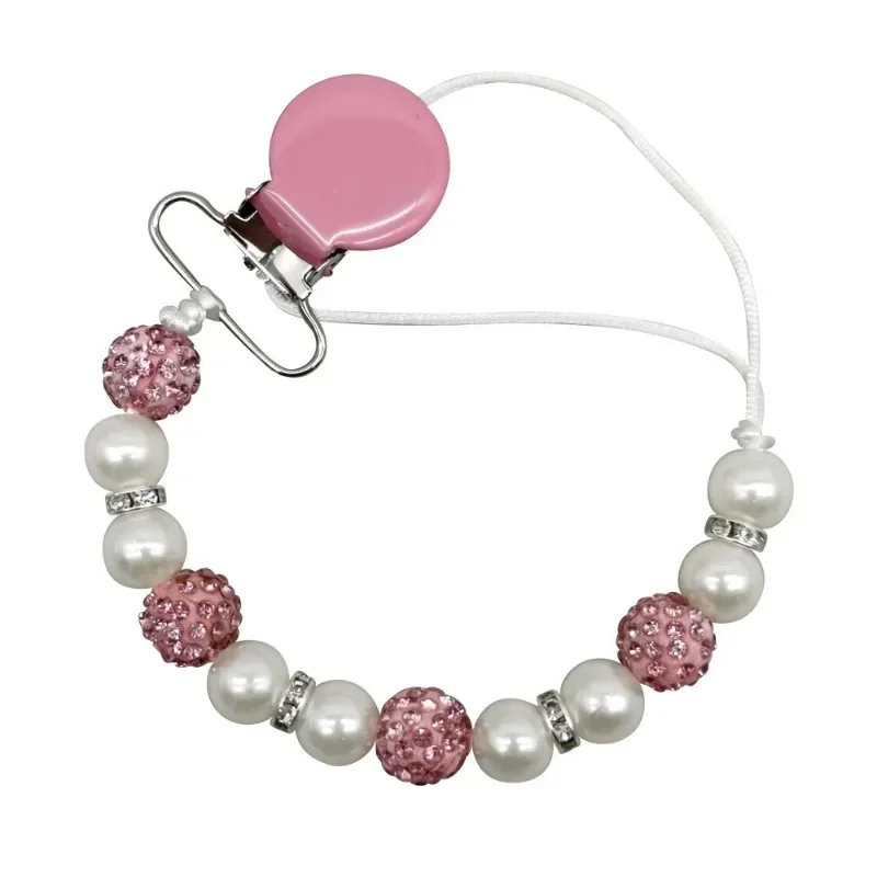Baby Pacifier Clip Holder for Girls Glitter Nipple Toys Holder Strap Anti-Lost Safety Clip for Newborn Infant 0-24 Months