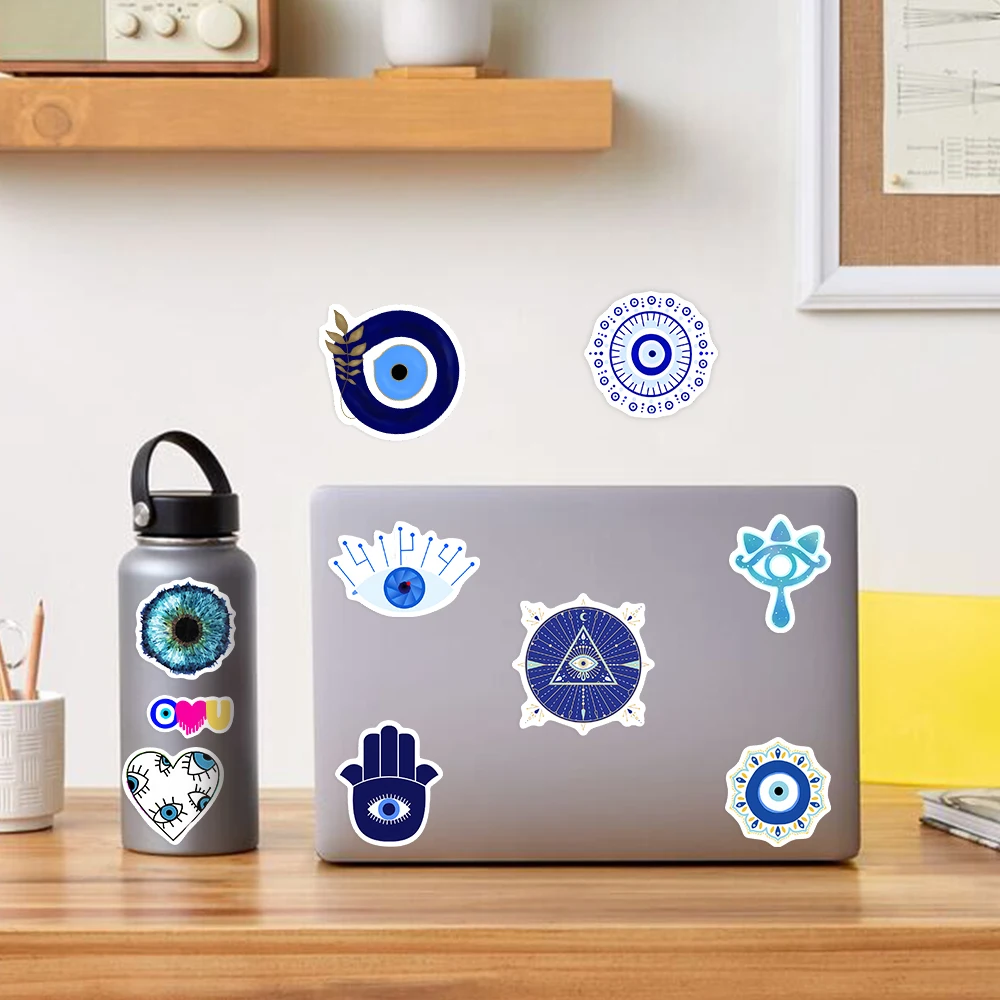 10/25/50Pcs Turkish Evil Eye Graffiti Stickers Waterproof PVC Scrapbooking Material for Notebooks Laptop Luggage Guitar Kids Toy