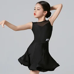 Kids Latin Dance Dress Girls Summer Practice Clothing Tops Skirt Group Latin Training Outfits Cha Cha Performance Wear DNV20192