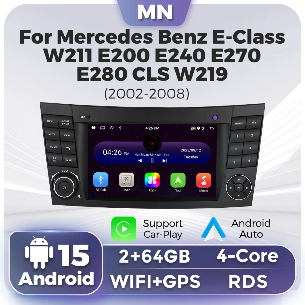 7 Zoll Carplay Android Auto Autoradio für Mercedes Benz E Klasse S211 W211 Cls Klasse C219 2010-Multimedia-Player GPS-Stereo