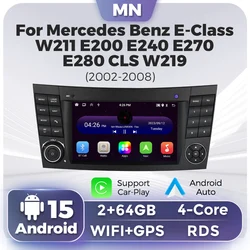 7 inch CarPlay Android Auto Car Radio for Mercedes Benz E Class S211 W211 CLS Class C219 2002 -2010 Multimedia Player GPS Stereo