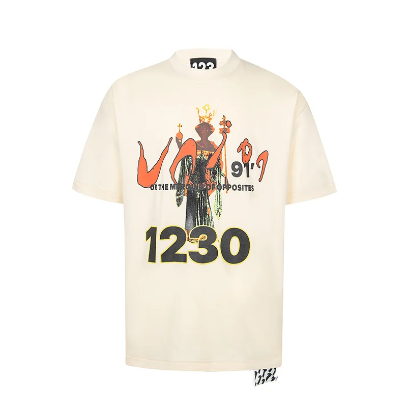 

Повседневная футболка абрикосового цвета RRR123 2024, мужская и женская футболка в стиле хип-хоп, Топ большого размера с коротким рукавом, футболка с надписью