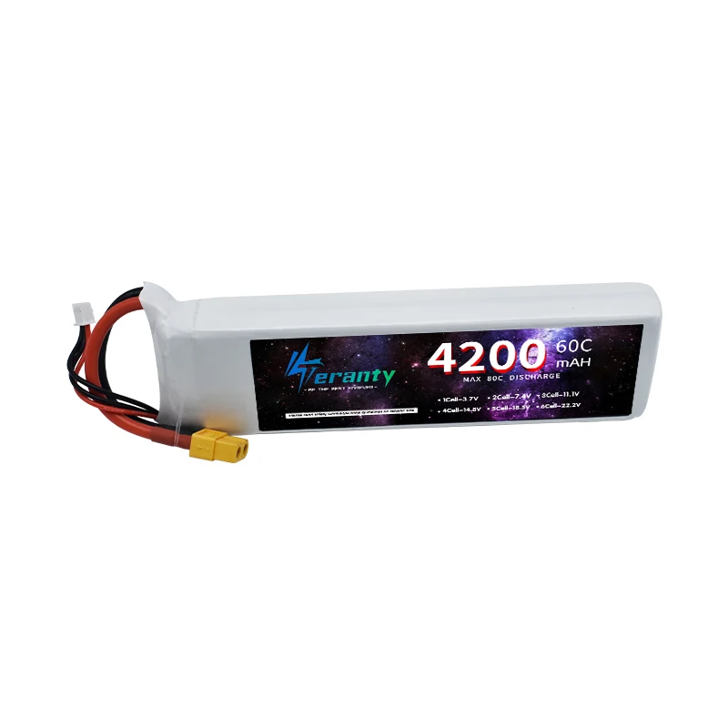 TERANTY-LiPo Bateria para RC Quadcopter, Helicóptero, Carro, Barco, Drones, Peças De Reposição, 2S, 7.4V, 4200mAh, 60C, T, XT60, XT90