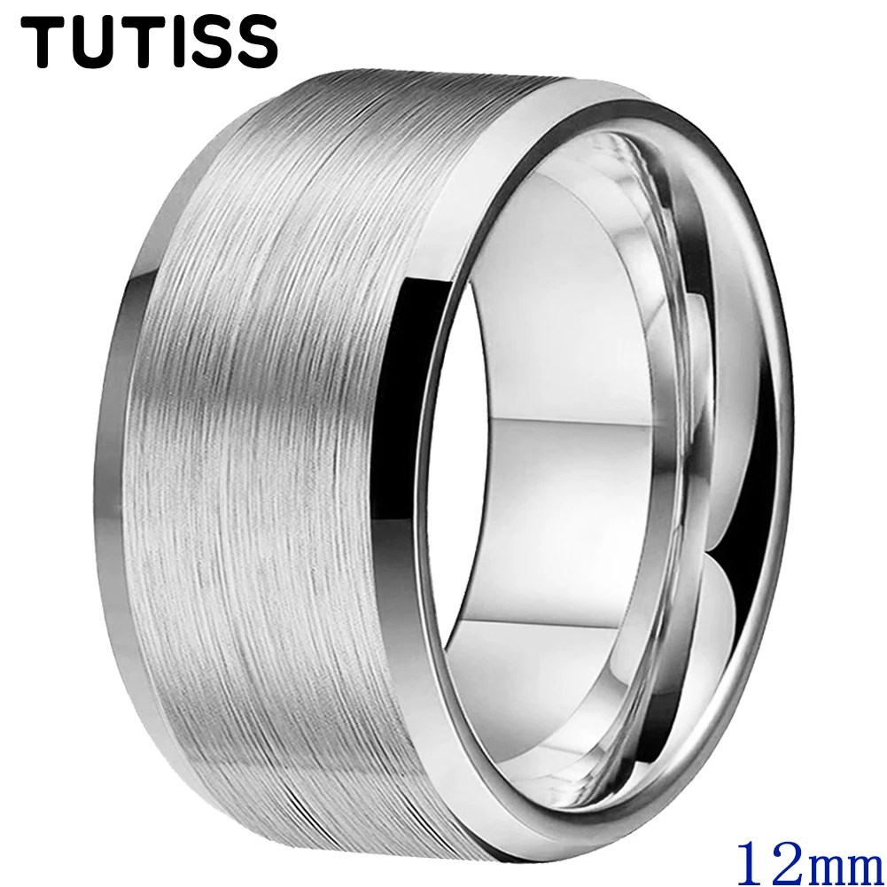 TUTISS 10mm 12mm Original Color Tungsten Forever Ring Men Women Classic Wedding Band Flat Beveled Edges Comfort Fit