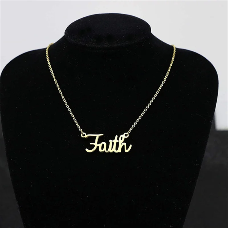 Europe/US Fashion Faith Letter Pendant Lovely English Word Necklace Gift For Mom/Girlfriend Party Jewelry