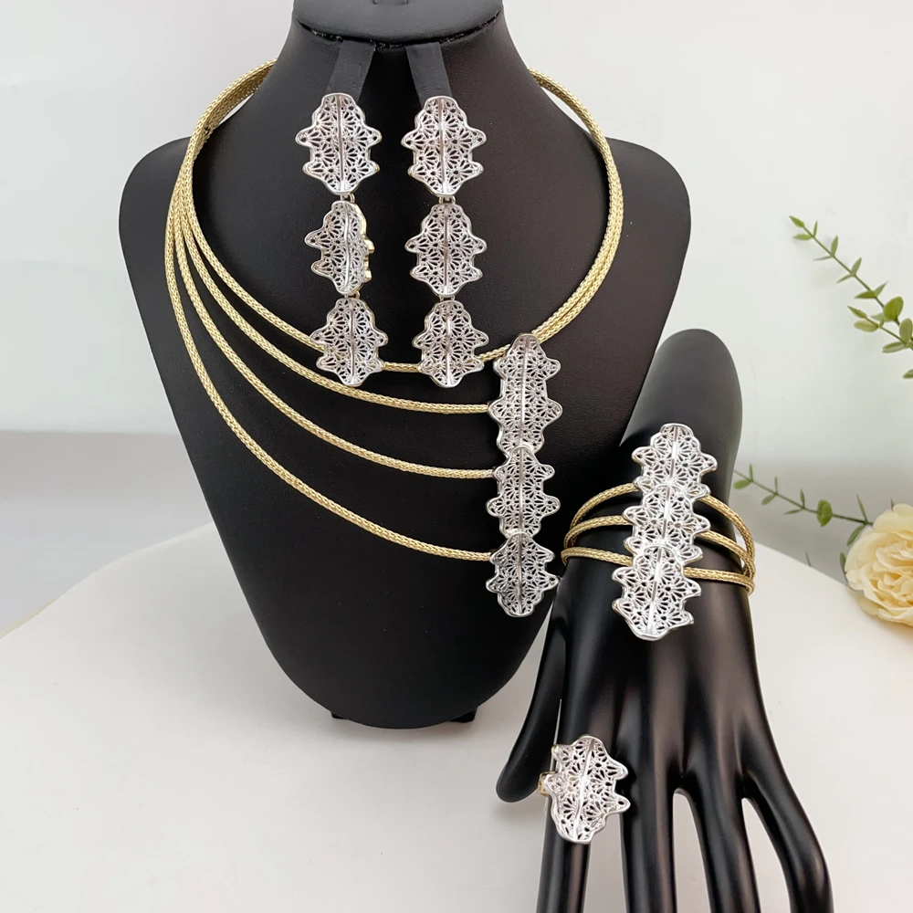 

Новейшее бразильское изысканное красивое ожерелье ручной работы, аксессуары для свадебной вечеринки, модный женский комплект ювелирных изделий FHK23711