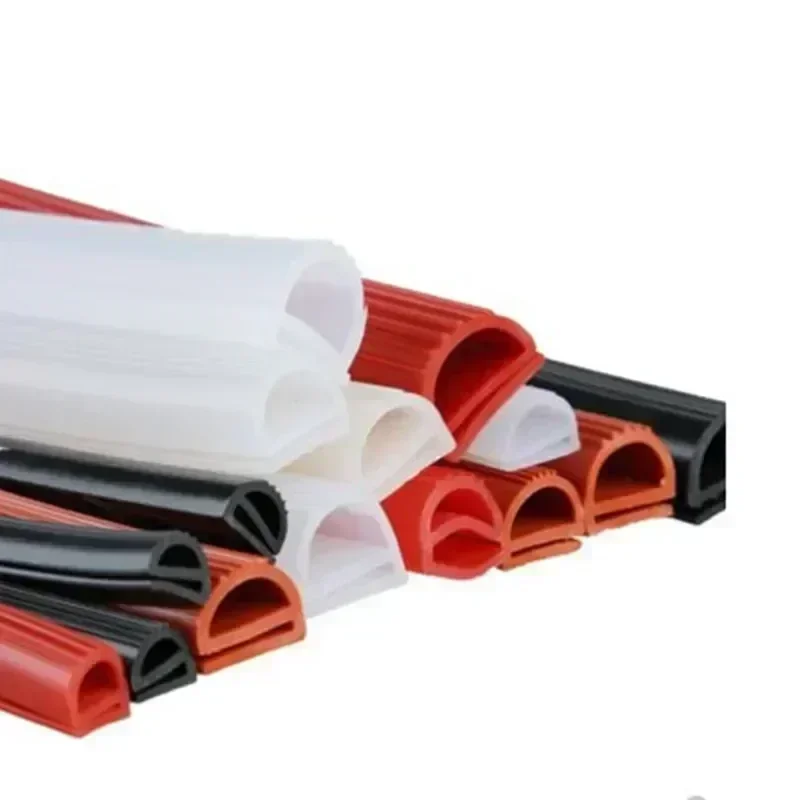 Silicone E Type Strip Red White E Shape Silicone Stirp Door Oven Freezer Door Oven Steaming Machine VMQ E Sealing Bar