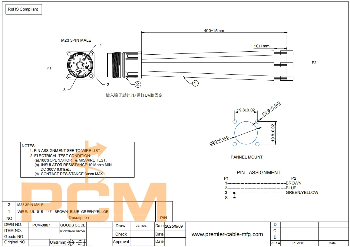 M23-Panelmontage-Steckverbinder mit gerändelter Mutter, Frontmontage-Rundsteckverbinder für Servomotor, CNC-Maschine, Industrieautomatik – Detail 3