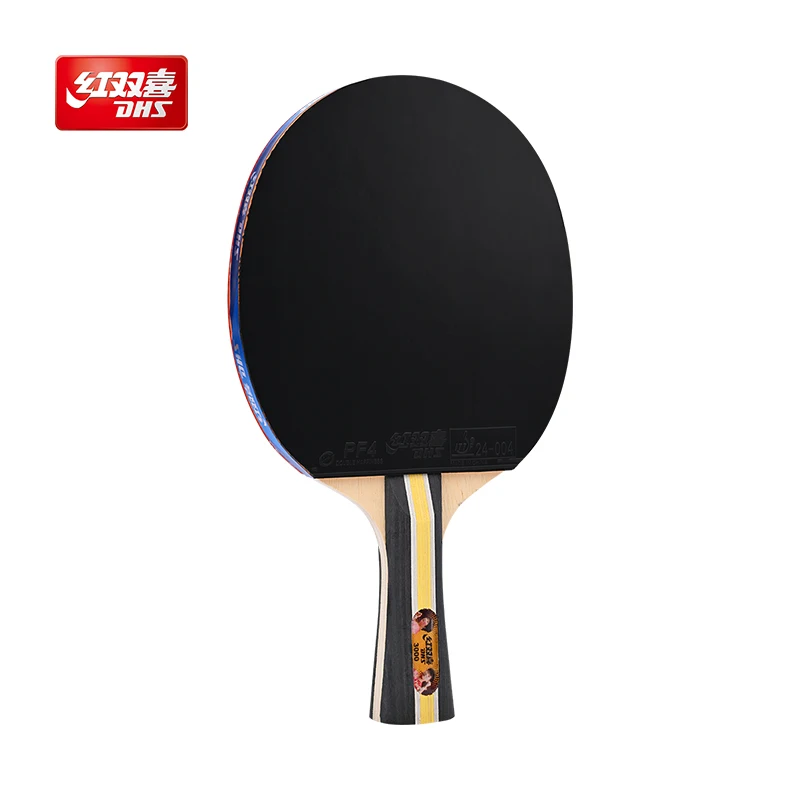 DHS Table Tennis Racket Long HandleTable Tennis Racket Home Entertainment PingPong Rackets with Red Color Ping Pong Rubber