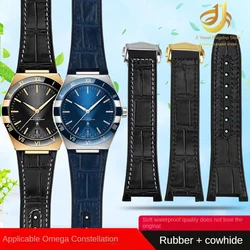 For Omega constellation 41mm watch strap bracelet Manhattan 39mm cowhide rubber buttom male observatory strap notch 25x14mm